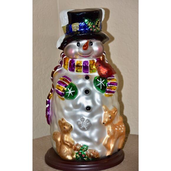 Thomas Pacconi Hand Blown and Hand Painted Christmas Holiday 14" Snowman - Picture 8 of 9